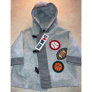 VTG High Impact Gray Sports Baseball Football Basketball Hooded Toggle Coat 3-6M